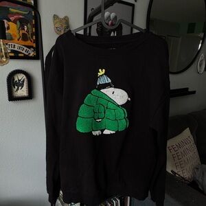 Black Sweater with Snoopy “patch” Graphic